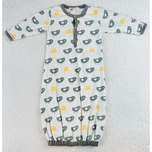 MONICA & ANDY • White/Grey/Yellow Baby Chick Print Sleeper Gown - Picture 16 of 16